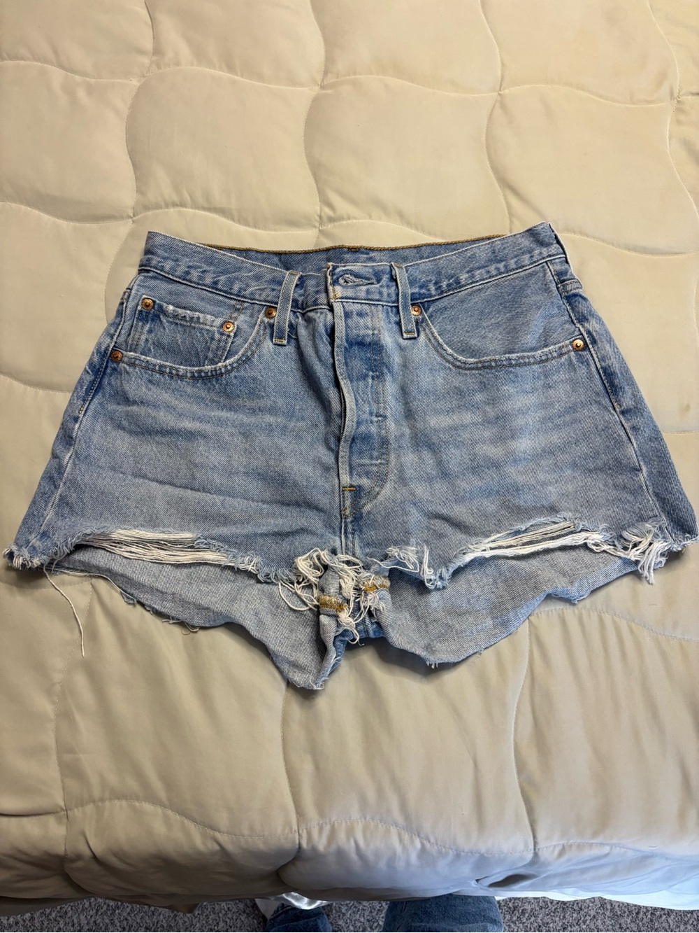 Levi’s 501 Light Wash Distressed Denim Shorts - Women
